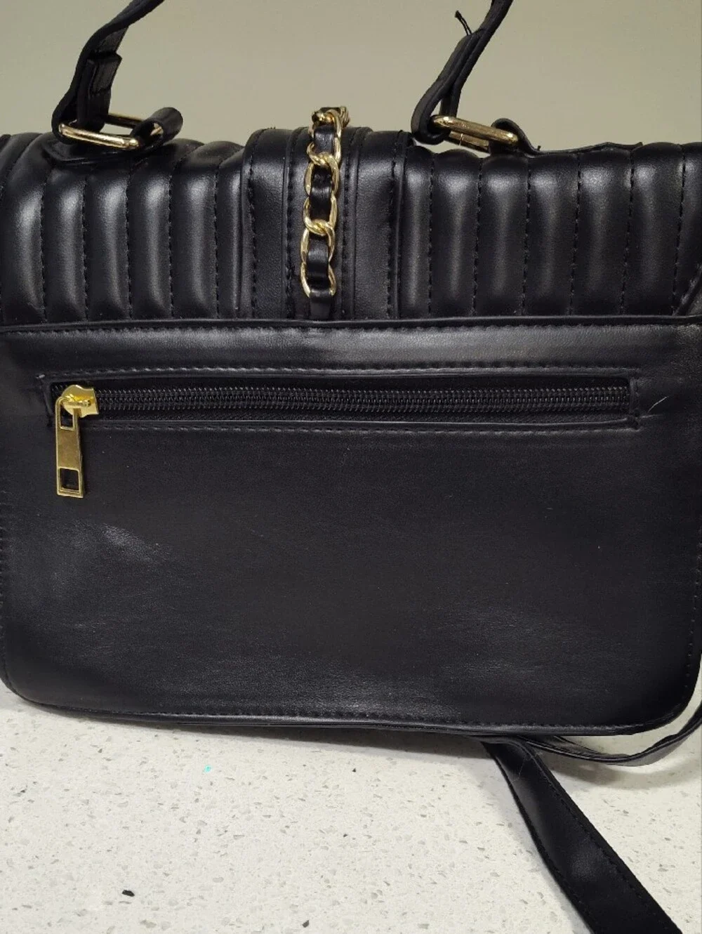 Loulu Black Quilted Top-Handle Satchel Bag